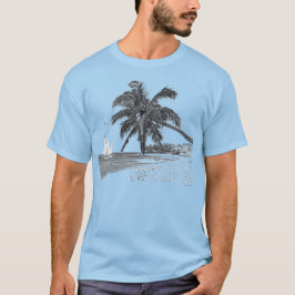 ヨット 海 ビーチ ヤシの木 Tシャツ