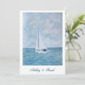 ヨット-結婚式招待状の恋人 招待状 (スタンド正面)