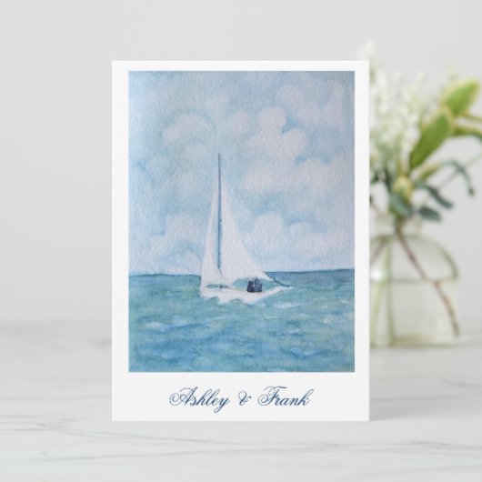 ヨット-結婚式招待状の恋人 招待状 (スタンド正面)
