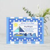 ヨット 赤ちゃん男の子 シャワー招待状 招待状 (スタンド正面)