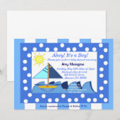 ヨット 赤ちゃん男の子 シャワー招待状 招待状 (正面/裏面)