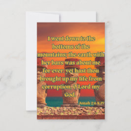 ヨナ2:6 KJV聖書の詩の写真の挨拶 カード