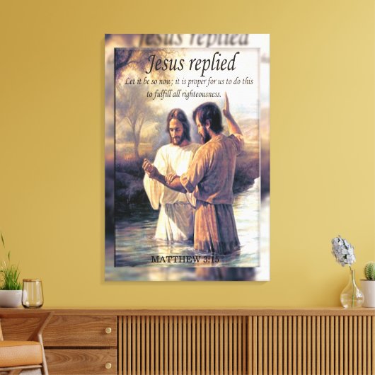 ヨハネとイエスの山々はバプテスマをぼやけ施した キャンバスプリント (インサイチュ (リビング))