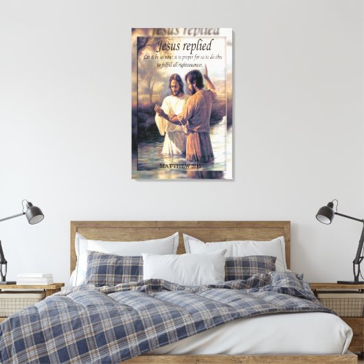 ヨハネとイエスの山々はバプテスマをぼやけ施した キャンバスプリント (インサイチュ (寝室))