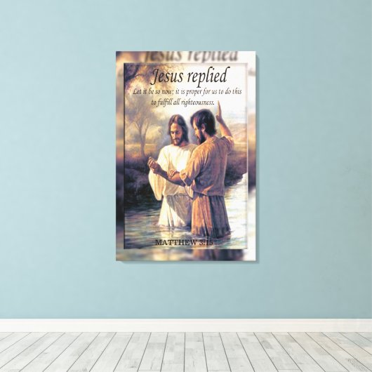 ヨハネとイエスの山々はバプテスマをぼやけ施した キャンバスプリント (インサイチュ (ウッドフロア))