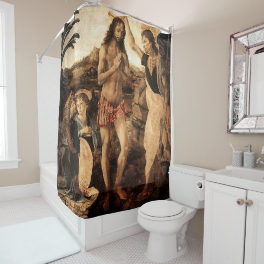 ヨハネによってバプテスマを受けているイエス絵画キリストはLによって シャワーカーテン (インサイチュ)