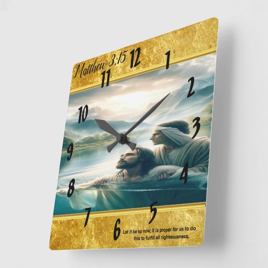 ヨハネによるイエス・キリストのバプテスマ スクエア壁時計 (傾斜)