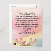 ヨハネのための聖書の詩のメモリーカード15:16 NIVポストカー ポストカード (正面/裏面)