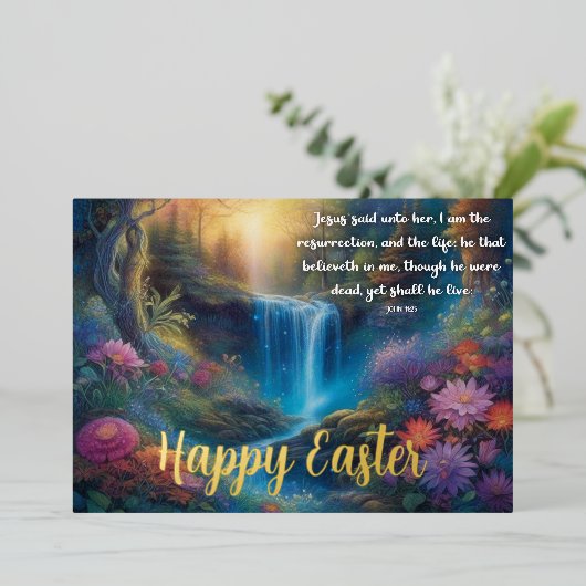 ヨハネの福音書復活節ウッドランドイースター 箔シーズンカード (立ち正面)