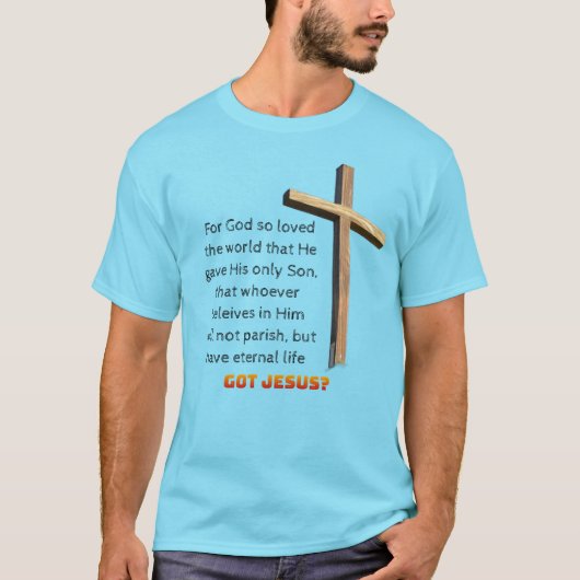 ヨハネの福音書3章16節 クロスTシャツ Tシャツ (正面)