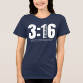 ヨハネの福音書3章16節 ネイビーブルーのクリスチャン聖書の言葉 トライブレンドTシャツ (正面)