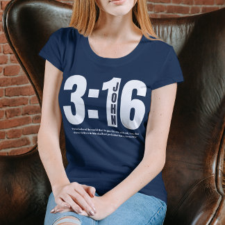 ヨハネの福音書3章16節 ネイビーブルーのクリスチャン聖書の言葉 トライブレンドTシャツ