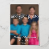 ヨハネの福音書3章16節 モダンなグリーン写真のクリスマス 箔シーズンカード (正面)
