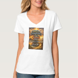 ヨハネの福音書3章16節　女性用VネックTシャツ Tシャツ