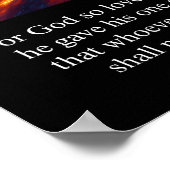 ヨハネの福音書3:16 三つの十字架 宇宙の星雲 ゴルゴダの丘 ポスター (角)
