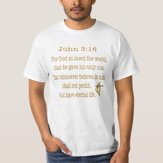 ヨハネの福音書 3章16節 クリスチャンTシャツ Tシャツ (正面)