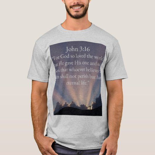 ヨハネの福音書 3章16節 メンズTシャツ Tシャツ (正面)