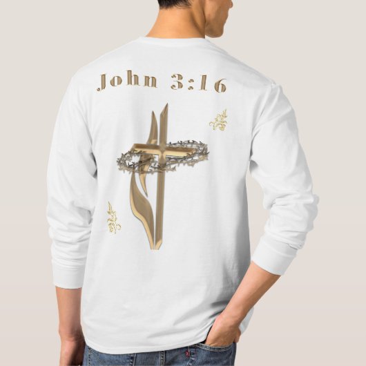 ヨハネの福音書 3章16節 聖書の詩 Tシャツ (裏面)