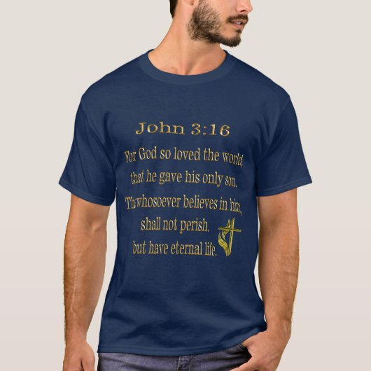 ヨハネの福音書 3:16 キリスト教Tシャツ Tシャツ (正面)