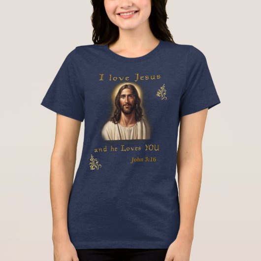 ヨハネの福音書 3:16 聖句 トライブレンドTシャツ (正面)