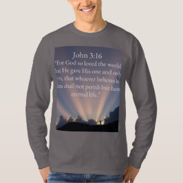 ヨハネの福音書 3:16 聖句 メンズ 長袖Tシャツ Tシャツ