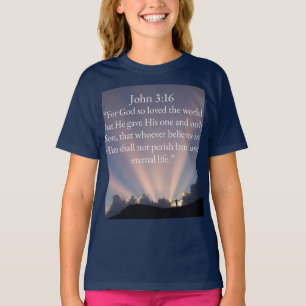 ヨハネの福音書 3:16 聖書の言葉 ガールズTシャツ Tシャツ