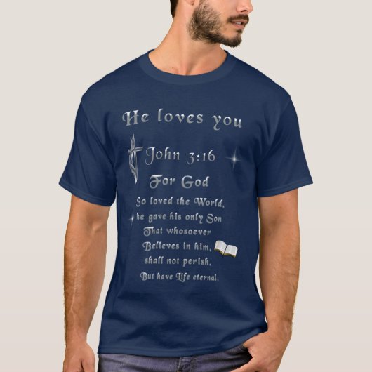 ヨハネの福音書 3:16 Tシャツ (正面)
