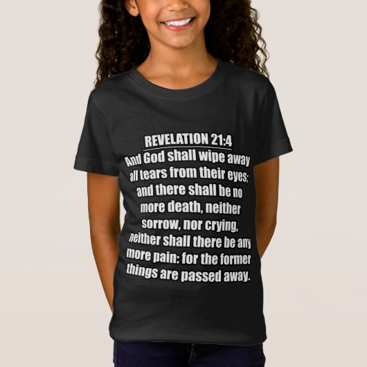 ヨハネの黙示録 21:4 KJV 聖書の言葉 Tシャツ (正面)