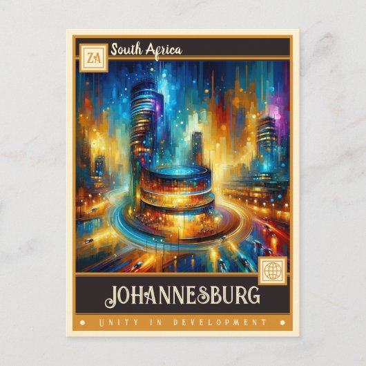 ヨハネスバーグ、南アフリカ |ヴィンテージ絵画ー ポストカード (正面)