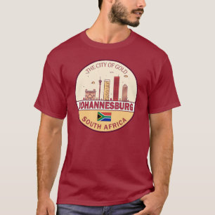 ヨハネスブルグ南アフリカ市スカイラインエンブレム Tシャツ