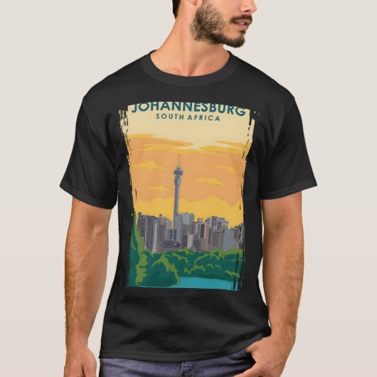 ヨハネスブルグ南アフリカ旅行ポスター Tシャツ (正面)