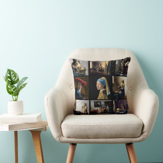 ヨハネスヴェルミーア – 最高傑作ズグリッドスクエア クッション (椅子)