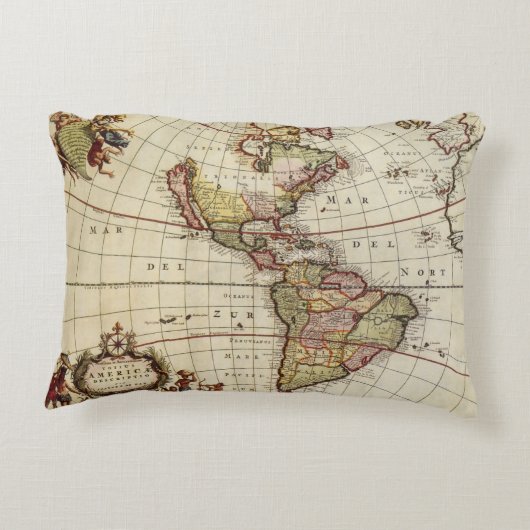 ヨハネス・デ・ラムによるアメリカ大陸の古地図 アクセントクッション (裏面)