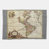 ヨハネス・デ・ラムによるアメリカ大陸の古地図 キッチンタオル (横)