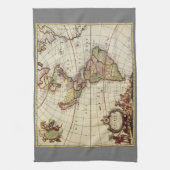 ヨハネス・デ・ラムによるアメリカ大陸の古地図 キッチンタオル (縦)