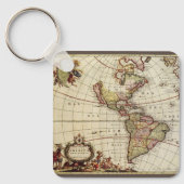 ヨハネス・デ・ラムによるアメリカ大陸の古地図 キーホルダー (正面)