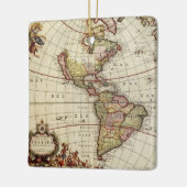 ヨハネス・デ・ラムによるアメリカ大陸の古地図 セラミックオーナメント (左)