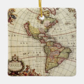ヨハネス・デ・ラムによるアメリカ大陸の古地図 セラミックオーナメント (正面)