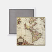 ヨハネス・デ・ラムによるアメリカ大陸の古地図 マグネット (正面/裏面)