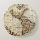 ヨハネス・デ・ラムによるアメリカ大陸の古地図 ラウンドクッション (正面)