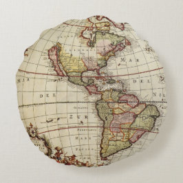 ヨハネス・デ・ラムによるアメリカ大陸の古地図 ラウンドクッション