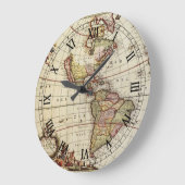 ヨハネス・デ・ラムによるアメリカ大陸の古地図 ラージ壁時計 (傾斜)