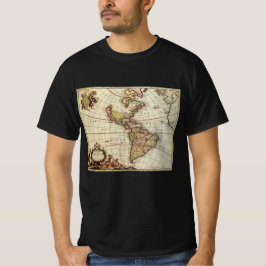 ヨハネス・デ・ラムによるアメリカ大陸の古地図 Tシャツ