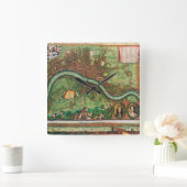 ヨハネス・ド・ラムによる古いロンドンの地図、1689年 スクエア壁時計 (ホーム)