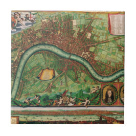 ヨハネス・ド・ラムによる古いロンドンの地図、1689年 タイル