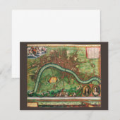 ヨハネス・ド・ラムによる古いロンドンの地図、1689年 招待状 (正面/裏面)