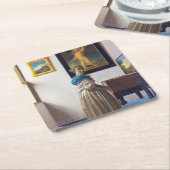 ヨハネス・バーメール処女に立つレディ スクエアペーパーコースター (アングル)