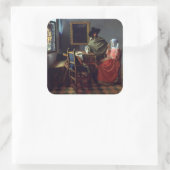 ヨハネス・フェルメールによるワインのグラス スクエアシール (バッグ)