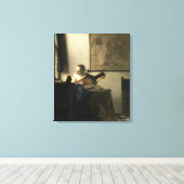 ヨハネス・フェルメールのルテを持つ女性 キャンバスプリント (インサイチュ (ウッドフロア))