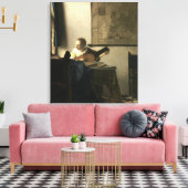 ヨハネス・フェルメールのルテを持つ女性 キャンバスプリント (インサイチュ (リビング))
